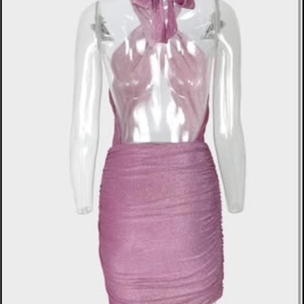 Pink Sparkly Halter Dress